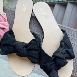 Black Bow Slide Sandals
